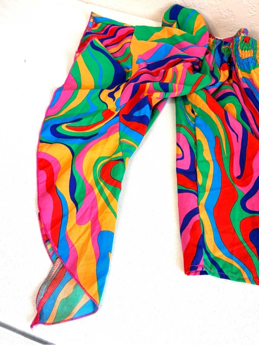 Colorful Festival Blouse Womens Large Butterfly Sleeve Pullover Flowy Artsy - Picture 6 of 9